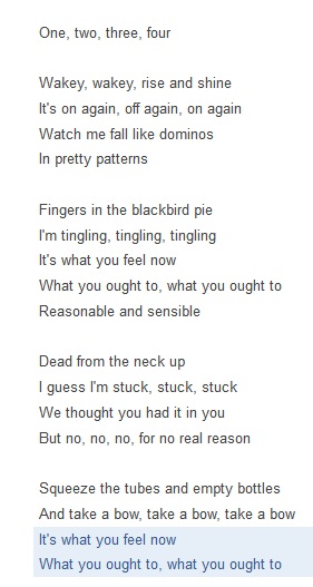 Parte da letra da música Faust Arp - Radiohead