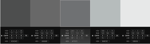 Paleta de variações de cinzento